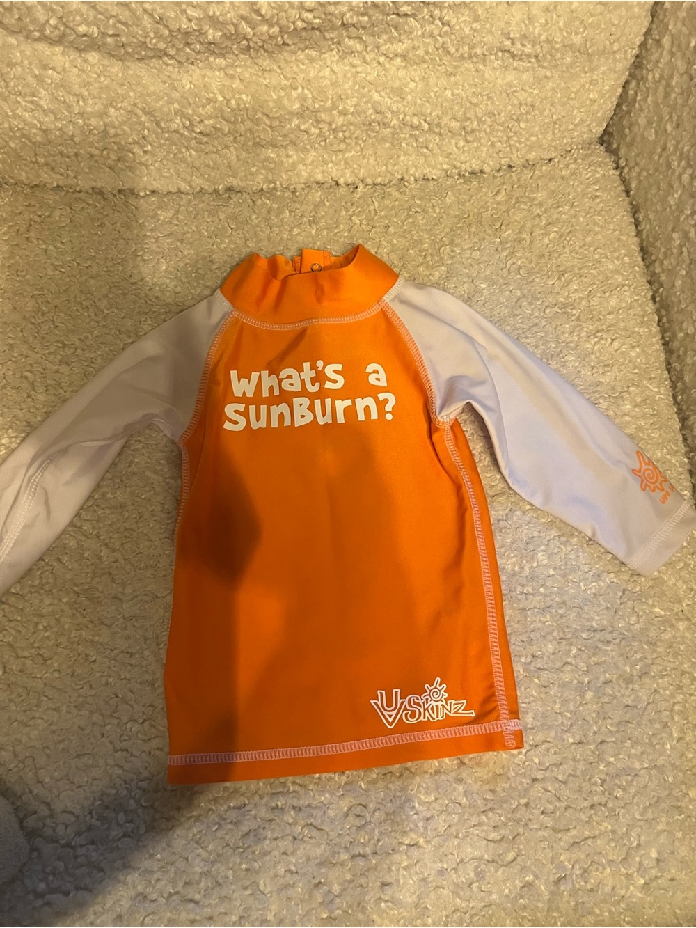 Kids Orange & White Rash Guard - What's a SunBurn?
